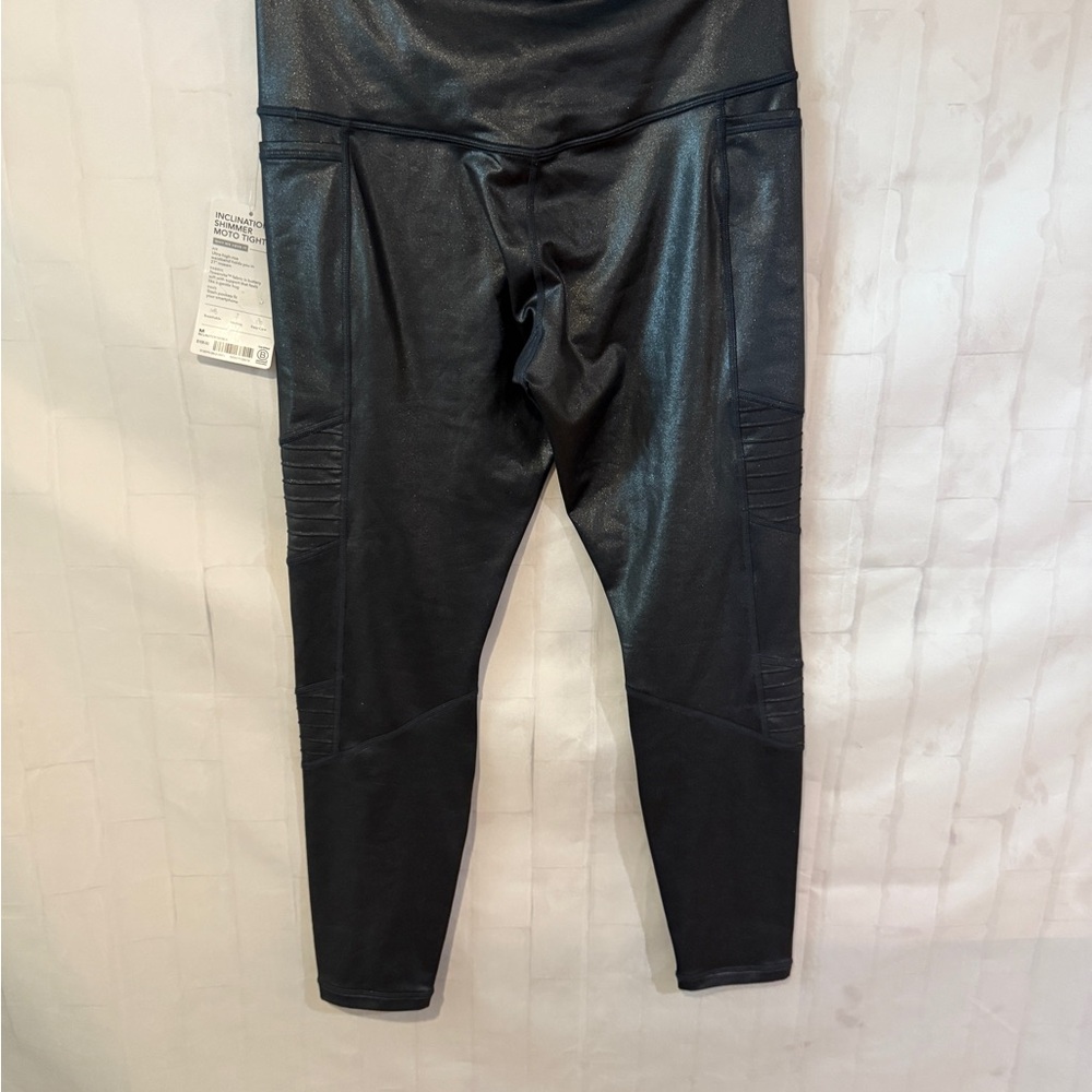 Athleta leggings womens Inclination black Moto Shimmer Tight size medium - Picture 8 of 9